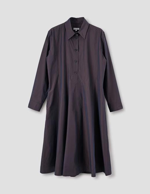 Margaret Howell  葭绿色/乌紫色偏光尖领系扣长袖连衣裙 商品图11