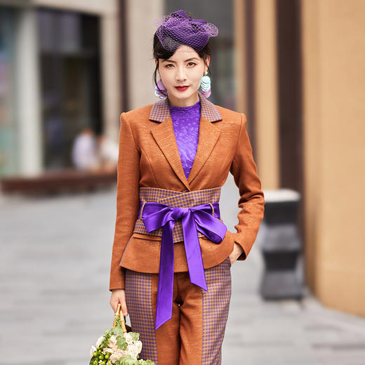 1202001 复古情怀 精纺格纹料外套 雾境 商品图0