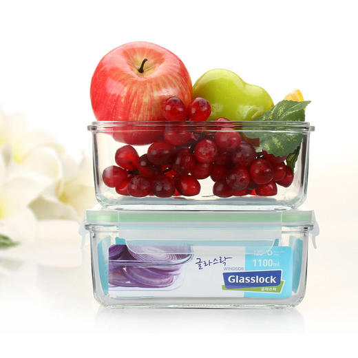 Glasslock韩国耐热钢化玻璃饭盒长方形微波炉冰箱保鲜盒5件套装【送保温包*1+餐具*1】 商品图2