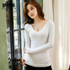 梦芭蒂保暖内衣女士美体塑身收腹秋衣加绒加厚无痕打底圆领上衣 商品缩略图1