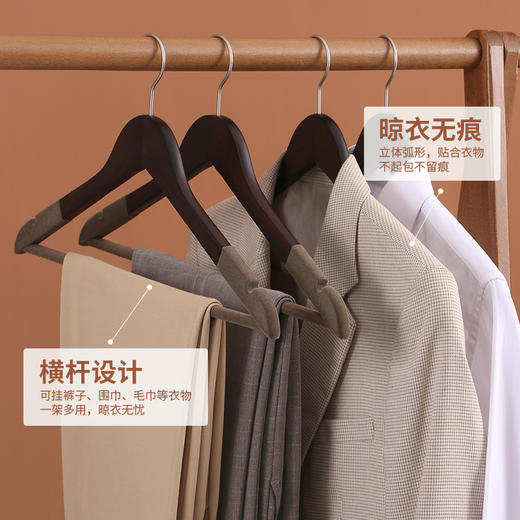 【已下架】积分换购 | 植绒实木家用防滑无痕晾衣架 20支[福利品] 商品图1