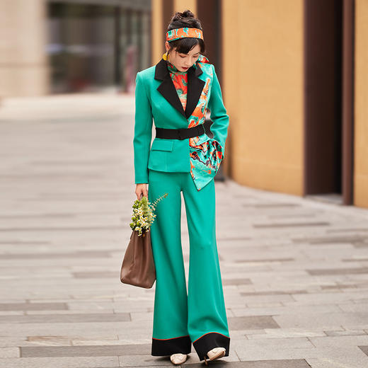 1202037 浮翠流丹 高端立体乱麻面料裤子 雾境 商品图4