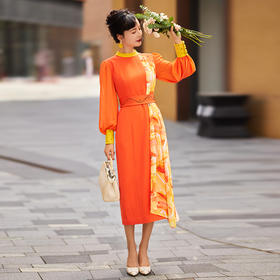 1202062 烟岚云秀 高端TR厚斜纹连衣裙 雾境