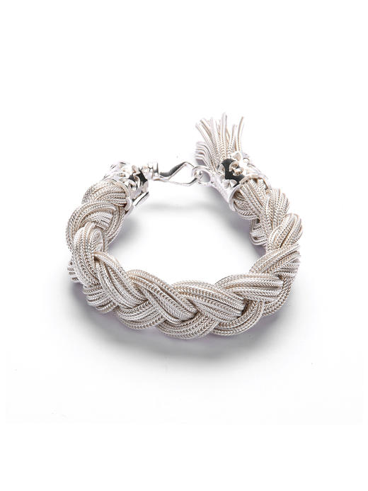订购10周到｜Emanuele Bicocchi-Ice Braided-编织 手链（冰白色 加粗）［意大利设计师］ 商品图0