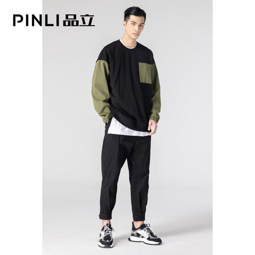 PINLI品立春季新款男装修身小脚休闲哈伦九分裤潮B201117068 商品图2