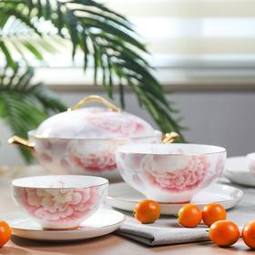 华光陶瓷 骨瓷餐具套装 碗碟套装 家用 中式釉中彩 陌上花开