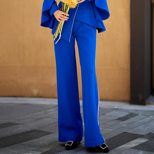 1202104 蓝色魅影 高端立体乱麻面料裤子 雾境 商品图0