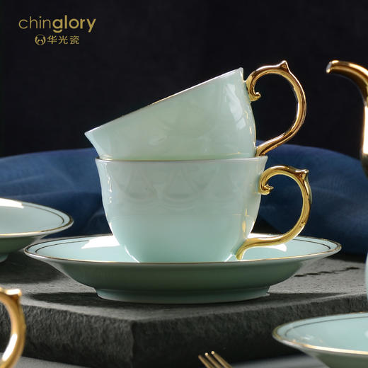 华光陶瓷华青瓷茶具功夫茶具套装整套家用办公会客奢礼品茶具9件套 千峰翠色 商品图2