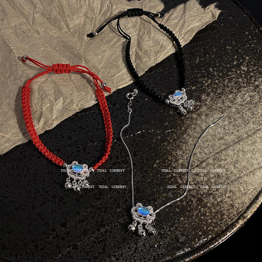 【手饰】ins风潮平安锁手链女简约百搭如意长命锁编制手绳轻奢小众手环男 商品图2