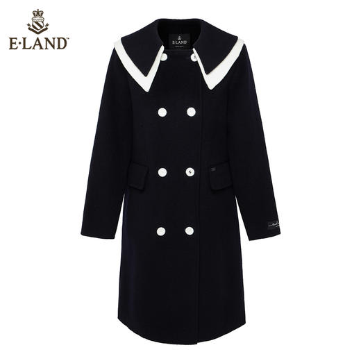 ELAND甜美双层领温暖气质双排扣毛呢外套EEJWB4TC7M 商品图4