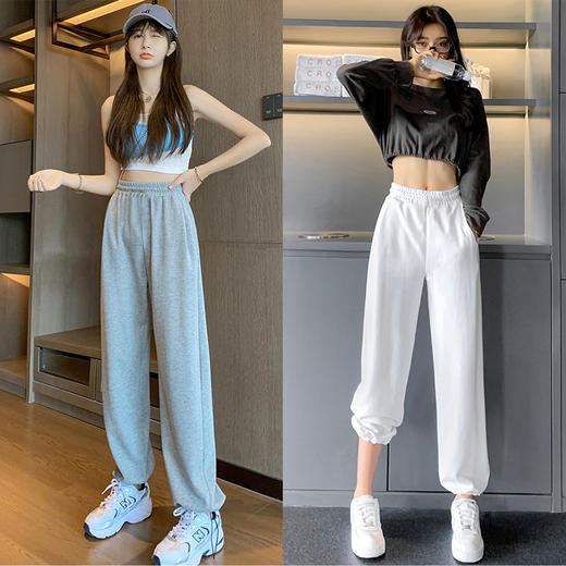 【可阔腿可束脚，时尚两穿运动卫裤！】灯笼阔腿+松紧抽绳，轻松拉长腿部比例，显高显瘦，舒适棉质面料，定制两款长度，不挑身材！ 商品图1