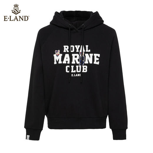 ELAND简约宽松抽绳连帽柯基字母卫衣EEMTB4TQ1N 商品图4