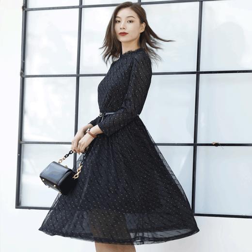 宗洋zongyang女装2021秋季裙子镂空长袖拼接蕾丝网纱连衣裙BQK5ST7880-04 商品图2