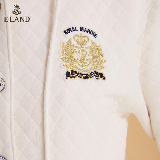 ELAND学院徽章菱纹抽绳纯色连帽卫衣开衫EEMTB4TC6M 商品图3