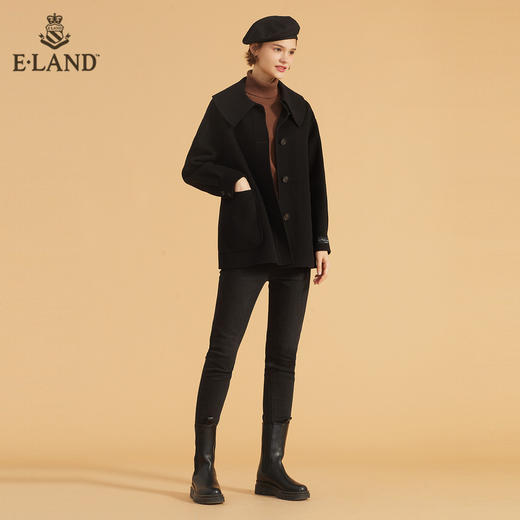 ELAND可爱娃娃领简约纯色休闲毛呢外套EEJWB4TC6M 商品图1
