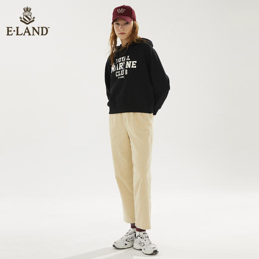ELAND简约宽松抽绳连帽柯基字母卫衣EEMTB4TQ1N 商品图1