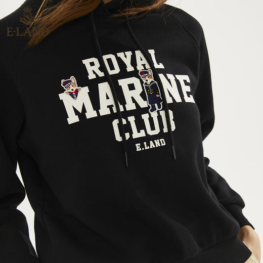 ELAND简约宽松抽绳连帽柯基字母卫衣EEMTB4TQ1N 商品图3