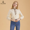 ELAND甜美复古宫廷感木耳领口泡泡袖衬衫EEYWB4TC2M 商品缩略图0