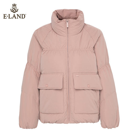 ELAND设计感撞色格子连帽牛角扣羊毛大衣EEJDB4TC2C 商品图4