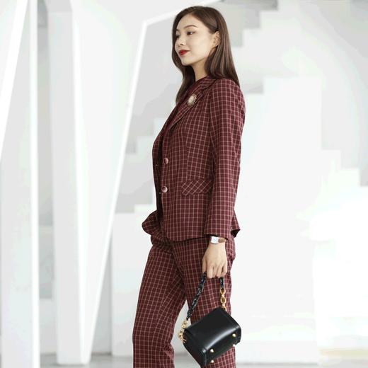宗洋zongyang女装2021秋季上衣外套格子上衣西服BQK2SS7663-63 商品图1