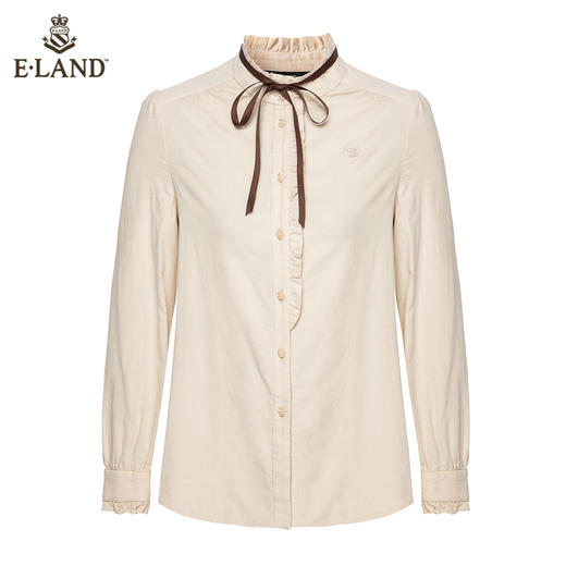 ELAND甜美复古宫廷感木耳领口泡泡袖衬衫EEYWB4TC2M 商品图4