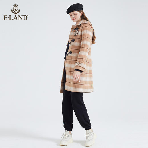 ELAND甜美娃娃领撞色牛角扣长款大衣EEJWB4TC1C 商品图1