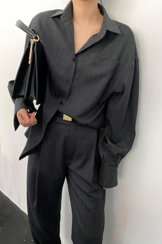 Viktoria Chan | AW2122 Alisa wool shirt-heringbone [长袖衬衫 浅灰/深灰] 商品图0