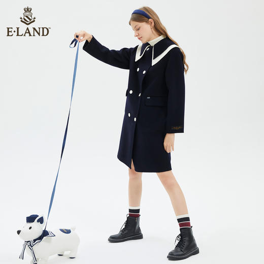ELAND甜美双层领温暖气质双排扣毛呢外套EEJWB4TC7M 商品图1