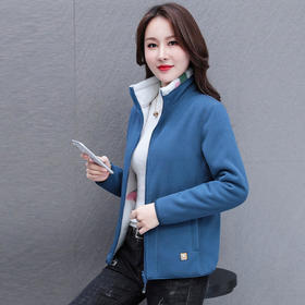 LJ-8696 双面穿摇粒绒外套女秋冬装2021新款时尚立领中老年妈妈保暖抓绒衣