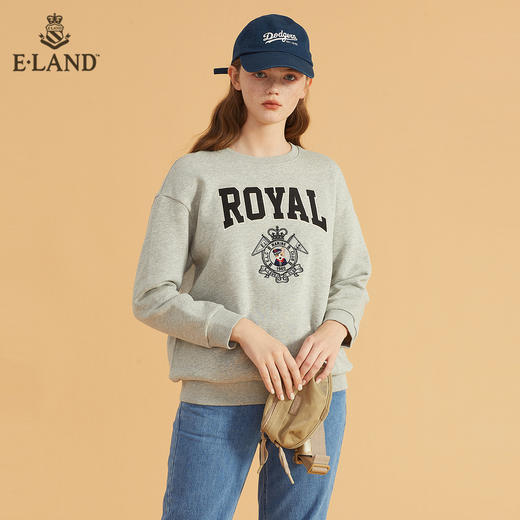 ELAND宽松圆领柯基徽章字母印花纯色卫衣EEMTB4TQ2N 商品图4