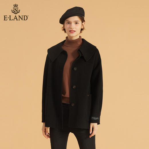 ELAND可爱娃娃领简约纯色休闲毛呢外套EEJWB4TC6M 商品图0