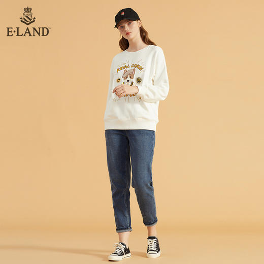 ELAND宽松舒适学院风柯基印花套头卫衣EEMTB49Q4N 商品图1
