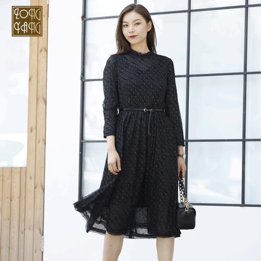 宗洋zongyang女装2021秋季裙子镂空长袖拼接蕾丝网纱连衣裙BQK5ST7880-04 商品图0