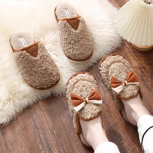 【秋冬情侣拖鞋】羊羔绒居家男女棉拖鞋 抖音家居棉毛毛时尚拖鞋 商品图0