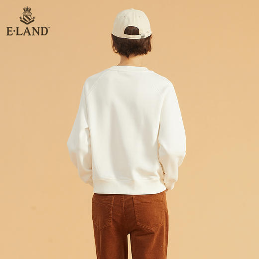 ELAND宽松简约圆领徽章纯色长袖卫衣EEMTB4TC7M 商品图2