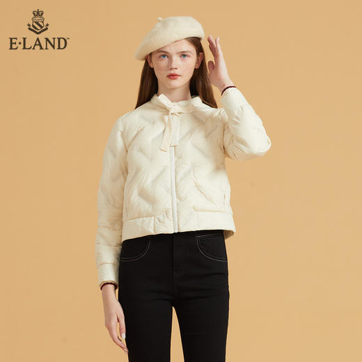 ELAND温柔轻薄领口系带短款羽绒服EEJDB49C3C 商品图2