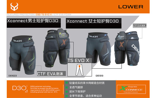 DEMON护臀 DS1313 FLEX-FORCE X CONNECT WOMENS SHORT PANTS D3O 商品图2