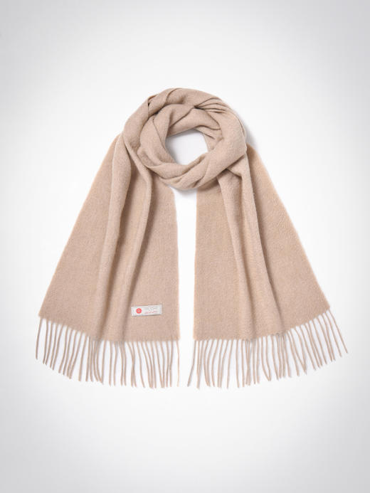 阿拉善白绒纯山羊绒水波纹沉香色围巾 商品图0