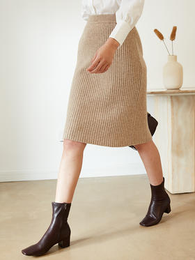 HeyDress针织半身裙女高腰坑条超弹显瘦包臀裙铅笔裙一步中裙