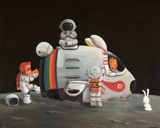 陈建周版画《飞奔去月球》99版 商品图0