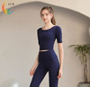 LUM39868露檬新款瑜伽服短袖双面磨毛面料（含胸垫） 商品缩略图0
