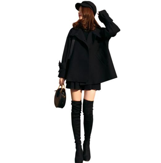 【服饰鞋包】-冬季中长款斗篷大衣女宽松显瘦毛呢外套 商品图4