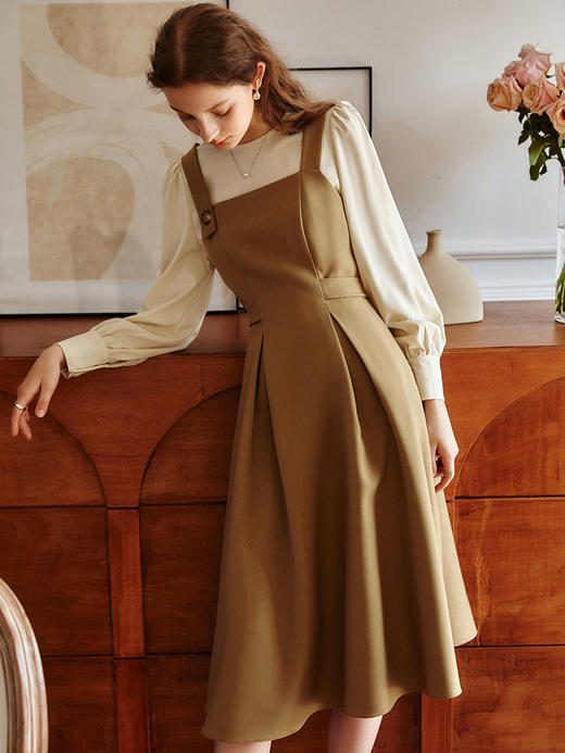 欧芮儿时尚套装女新款2021洋气时髦气质减龄衬衫吊带裙两件套 商品图1