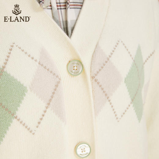 ELAND减龄学院风清新格纹针织开衫EECKB4TC4M 商品图3