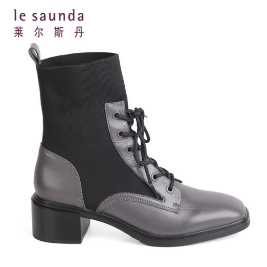 莱尔斯丹2021秋冬时尚短筒拼接马丁靴中跟女靴2T47101 商品图9