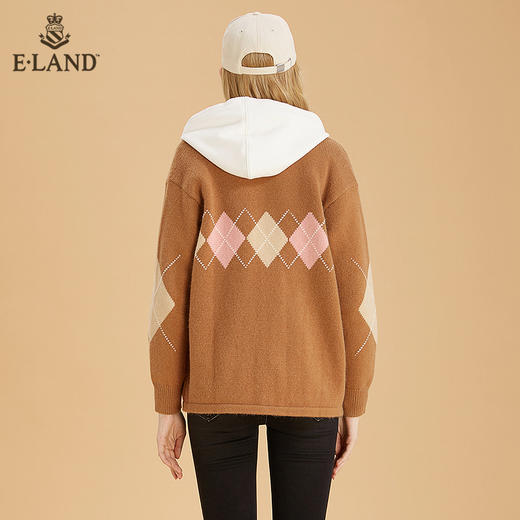 ELAND减龄学院风清新格纹针织开衫EECKB4TC4M 商品图2