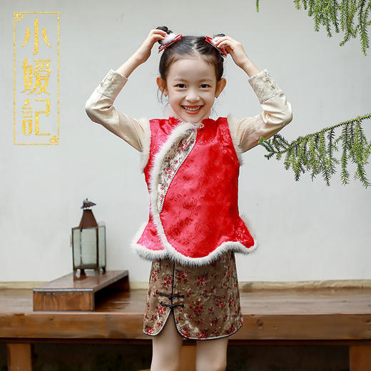 非质量问题不退换哦~小嫒记女童旗袍秋季中式中国风改良复古拜年唐装-锦绣 商品图1