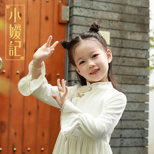 非质量问题不退换哦~小嫒记女童连衣裙秋冬丝绒红色中国风裙子-如意 商品图1