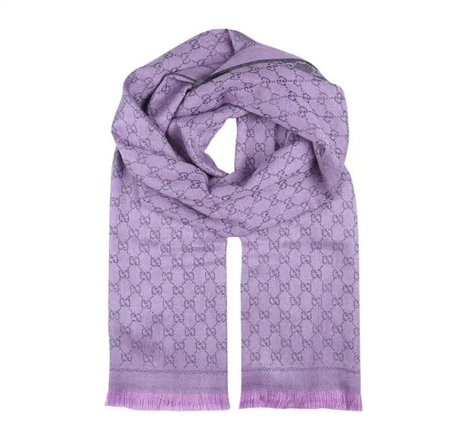 【海外直邮】gucci古驰围巾 女士流苏双面gg织花围巾女款 羊绒围脖