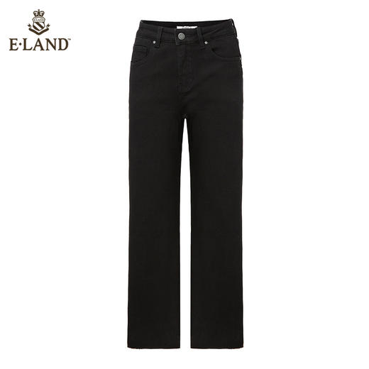 ELAND设计感复古黑色微喇裤毛边EETJB4TC4M 商品图4